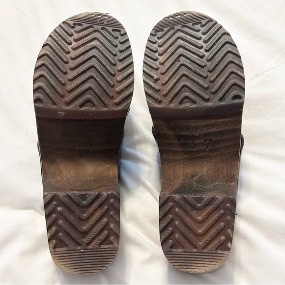 Maguba Black Tokyo Clogs Sandals Leather Wood Size 37 Swedish Summer Minimalist - Picture 6 of 8